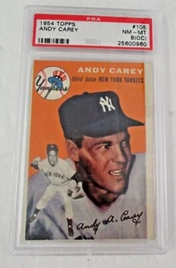 1954 Topps #105 Andy Carey, New York Yankees PSA NM-MT 8(OC) - Picture 1 of 2