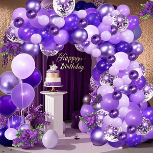 Purple Shades Balloons Garland Arch Kit-116Pcs 5"/10"/ 12" Dark Pastel Light Met - Picture 1 of 12