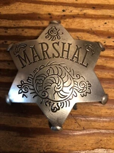 Badge: Large Engraved Star, MARSHAL, Lawman, Police, Old West - Picture 1 of 1