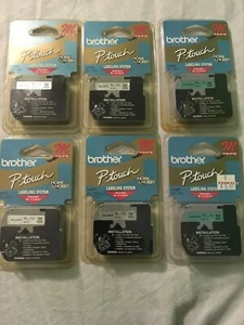 6 Brother P-Touch M921 M Tape Silver M731 Green 9mm 3/8" M-921 PT-100 PT-110 Lot - Picture 1 of 6