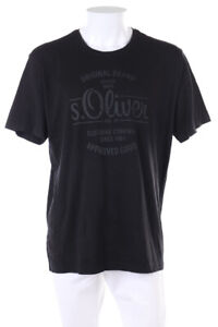 s.Oliver T-Shirt Rundhals Baumwolle Logo Print XXL schwarz grau