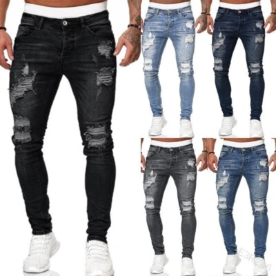 Mens Jeans Skinny Stretch Slim Fit Flex Denim Trouser Pants UK Waist Sizes - image 1 of 4