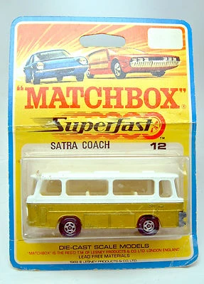 Matchbox Superfast Nr. 12B Setra Coach gold & weiß auf rarer 1969 Blisterkarte - Bild 1 von 3
