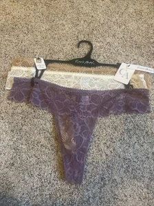 New Carrie Amber Intimates Women's 3 Pack Lace Thong Lavender White Nude Size 3X - Picture 1 of 6