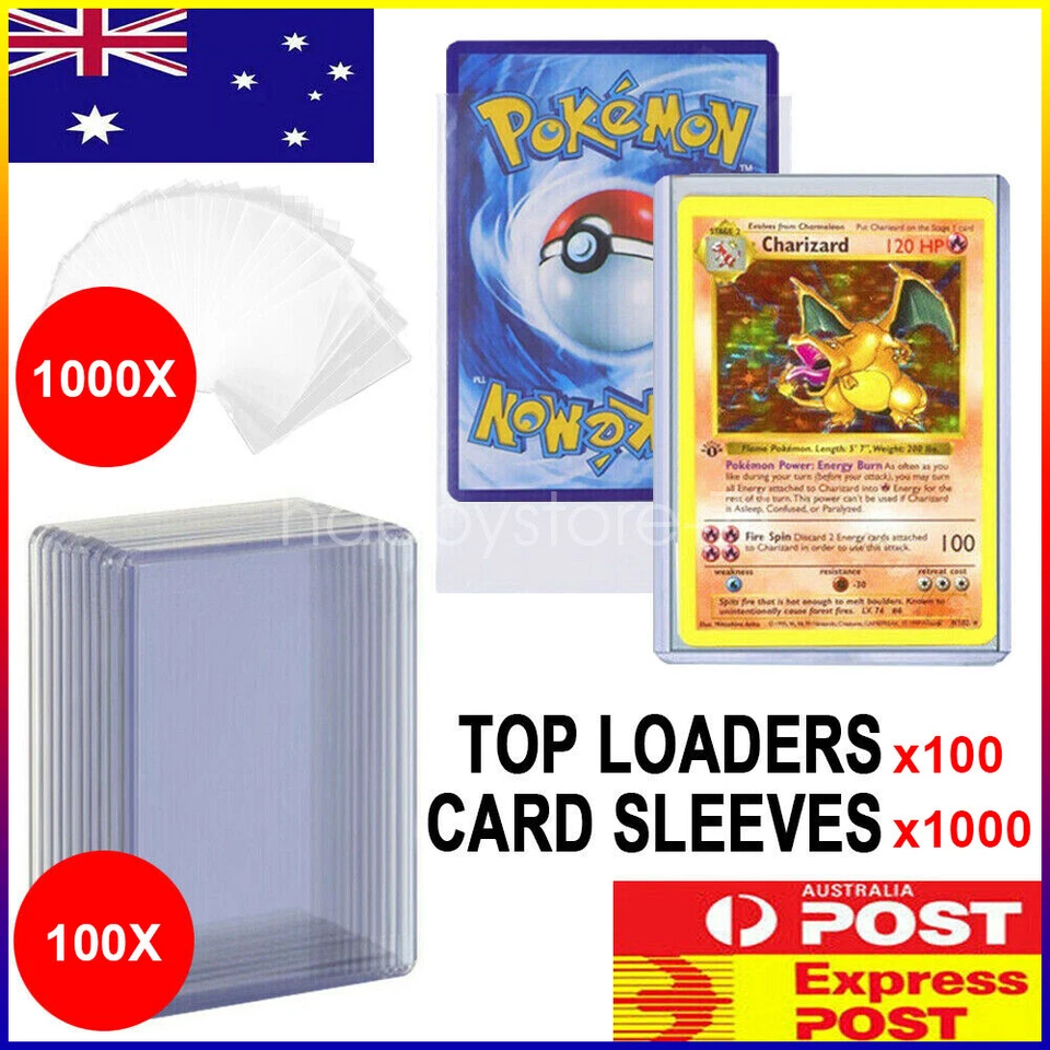 100x Toploader 35PT /1000x Penny Sleeves Top Loader Card Protector Ultra Pokemon - image 1 of 4