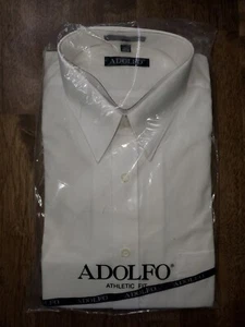 Adolfo Mens White Button Dress Shirts Athletic Fit 15.5 32/33 Long Sleeve - Picture 1 of 2