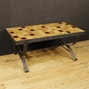 Coffee table living room metal ceramic furniture signed design vintage 900 - Picture 1 of 12