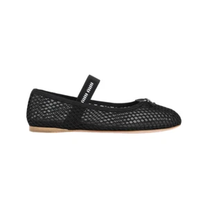 MIU MIU $1020 Black Mesh Ballerinas New And Authentic - Picture 1 of 5