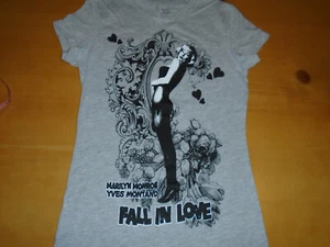 VINTAGE GIRLS TEEN JUNIOR MARILYN MONROE T SHIRT GLITTER SMALL FALL IN LOVE Y2K - Picture 1 of 8