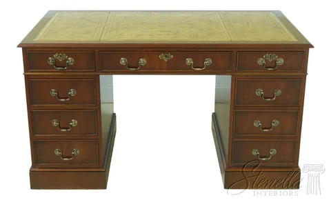 53763EC: English Mahogany 3 Part Leather Top Kneehole Desk Cover