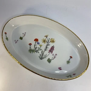 Lourioux Le Faune Porcelain Wildflowers Oval Baking Dish Fire Proof France 16x10 - Picture 1 of 8