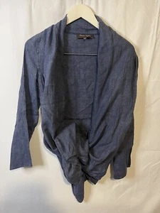 Phase Eight Ladies Blue Tie Front 100% Linen Blouse Top Size 8 - Picture 1 of 2