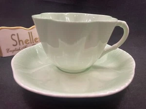 SHELLEY DAINTY SHAPE MINT GREEN CUP AND SAUCER Excellent ! - Picture 1 of 6