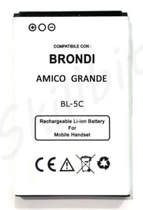 BATTERIA PER BRONDI AMICO GRANDE BIFP600AB NOK BL5C N70 BL-5C 1100 mAh NUOVA - Zdjęcie 1 z 3