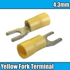 Yellow Insulated Electrical Splice Crimp 4.3mm Fork 2 Pins Terminals Cable Wire