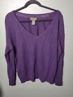 Vintage Eddie Bauer Women's XXL Sweater, Dark Purple Cashmere Cotton Nylon