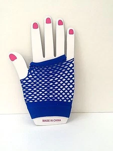 Blaue kurze Netzhandschuhe fingerlos Kostüm sexy Fetisch Punk Gothic Halloween - Bild 1 von 1