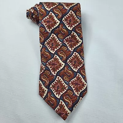 Austin Reed 伦敦英格兰男式领带丝绸佩斯利美国制造复古 — 第 1/4 张图片
