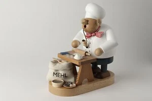 Räuchermann Bäcker am Tisch  BxTxH= 14x18x19cm NEU Rauchen Rauchfigur Rauchmann - Picture 1 of 1
