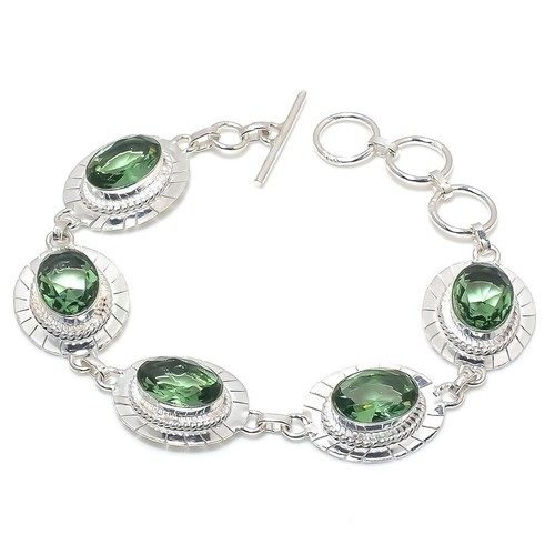 VALENTINO Bracciale gioielli in argento sterling 925 fatto a mano con pietre preziose ametista verde misura 7 8''