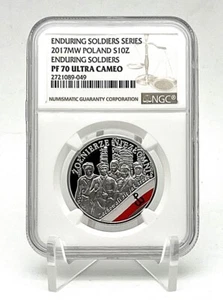 Moneda de plata Polonia 2017 soldados duraderos malditos por los comunistas NGC PF70 - Imagen 1 de 6