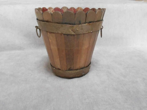 French Vintage wood & iron decorative bucket planter Cover