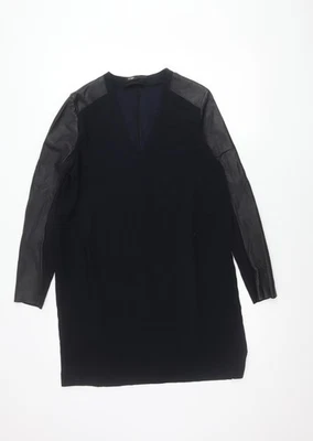 Blusa túnica negra para mujer Maje talla 12 manga larga cuello en V detalle de piel de oveja Foto 1 de 4