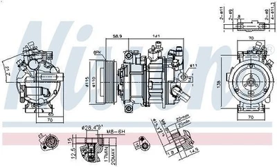 Compressor, air conditioning NISSENS 890602 for AUDI A5 (F53, F5P) 2 2017-202 - Image 1 of 4