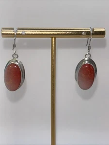  Vintage red sponge Coral Earrings  Sterling silver  super quality  - Picture 1 of 9