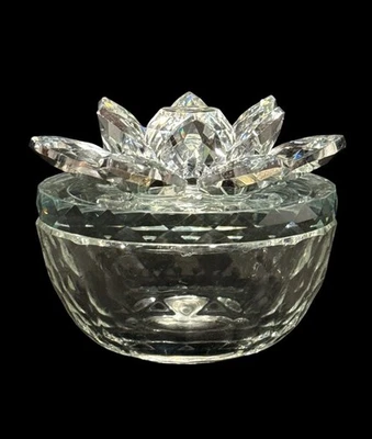 Sagebrook Home Crystal Lotus Glass Trinket Jar Box With Lid 35” Tall 4” Diam - Image 1 of 4