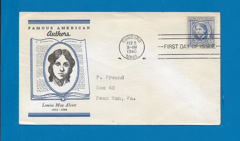 Scott 862 Louise May Alcott Feb 5, 1940 Linprint Cachet  FDC Lot2 - Image 1 of 1