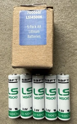 New Saft LS14500 Battery AA 3.6 Volt Lithium Batteries, 5 Pack - Image 1 of 4