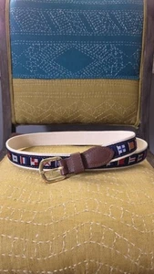 NAUTICAL FLAG Belt Zep Pro 44 Canvas Leather SAIL Preppy IVY LEAGUE Boat Brass  - Picture 1 of 9