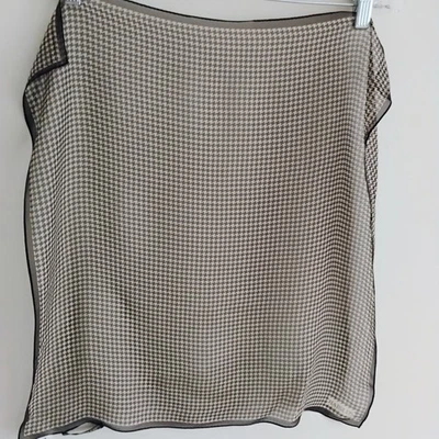 Vintage Harold's Brown Silk Herringbone Scarf Autumn Winter Coffee Brunch Dates - Image 1 of 4