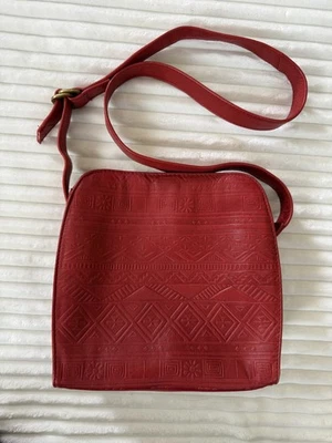 Liz Claiborne Red Leather Purse Aztec Handbag Shoulder Crossbody Bag - Image 1 of 4