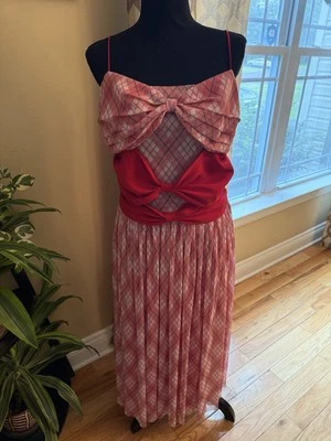 Vestido Adam Lippes rojo a cuadros midi sin mangas lazos para mujer talla 12” Foto 1 de 4