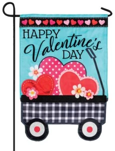Valentine's Love Wagon Double Applique Garden Flag - Picture 1 of 1