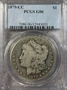 Dólar de plata Morgan 1879-CC, PCGS en muy buen estado 06, muy raro. - Imagen 1 de 2