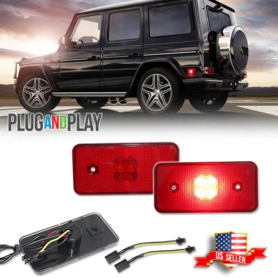 Luces de señalización laterales LED traseras de lente roja para 02-14 Mercedes-Benz W463 G500 G550 G63 Foto 1 de 4