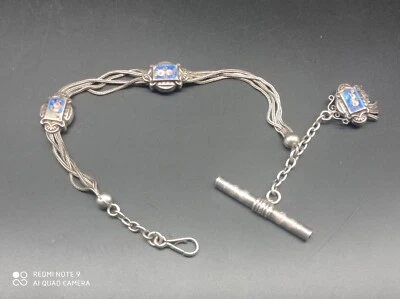 Ancienne Chaîne de Montre à Gousset Châtelaine argent massif poinçonné . - Photo 1/4