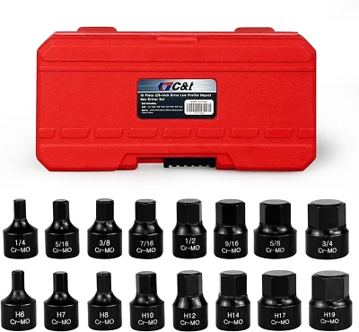 16 Piece 3/8-Inch Drive Low Profile Impact Hex Driver Set,Sae/Metric,1/4 Inch -  - Image 1 of 4