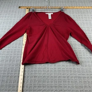 Josephine Chaus Women's Red Vneck Long Sleeve Shirt Size Medium - Picture 1 of 8