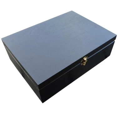 Wooden Box A4 Size, For Documents, With Lid Lockable Latch in Black Color - Image 1 of 4