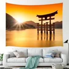 Extra Large Tapestry Wall Hanging Asian Art Architecture Nature Japanese Shrine