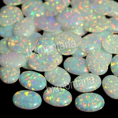 Natural Australian Multi Color Fire White Opal 10x8 Oval AAA+ Gemstone 10 Pc Lot - Image 1 of 4