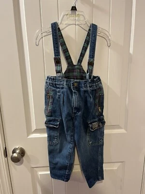 Mono vintage Wild Boys 2T baberos jersey jeans a cuadros RARO Foto 1 de 4