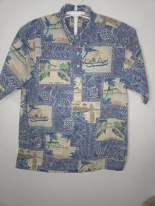 Reyn Spooner Mele Kalikimaka Men XXL 2XL Hawaiian Aloha Island Blue Shirt XXL119 - Picture 1 of 8