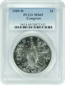 1989-D PCGS MS69 Congress Dollar (Faded Label) - Picture 1 of 1