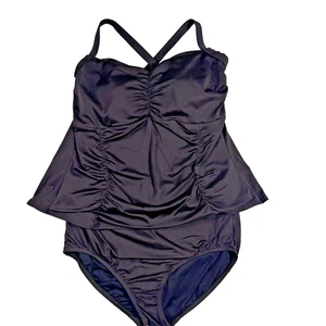 LANDS' END 2 Piece Tankini Swimsuit Set Size 16W Chocolate Brown - Picture 1 of 10