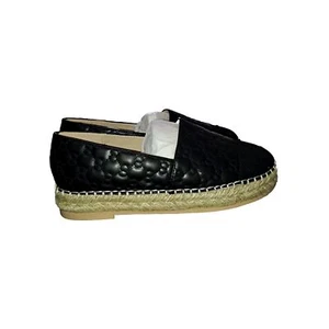 Jijixi Espadrille Black Quilted Cap Toe slip on flats 250 US 8.5 Summer Beach  - Picture 1 of 6